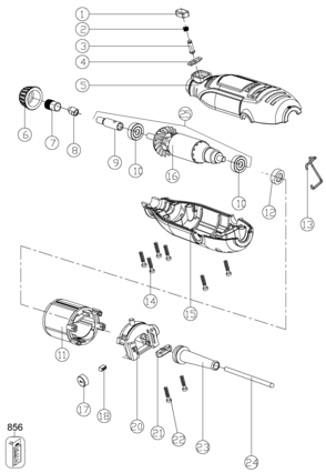 Default Diagram and Parts List for RT18KA-B3 Type 1 Black and Decker Router